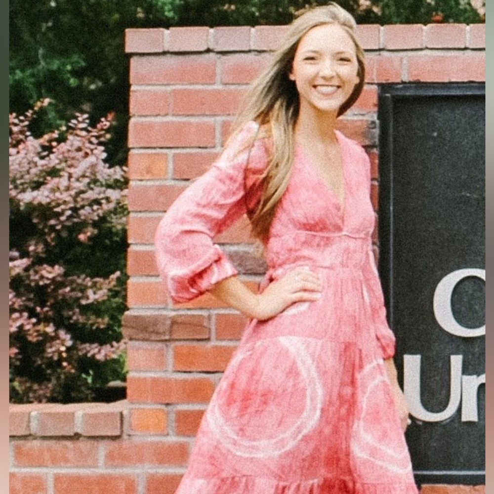 Skylar Rose Pink Tie Dye long sleeve Maxi Dress 🌸